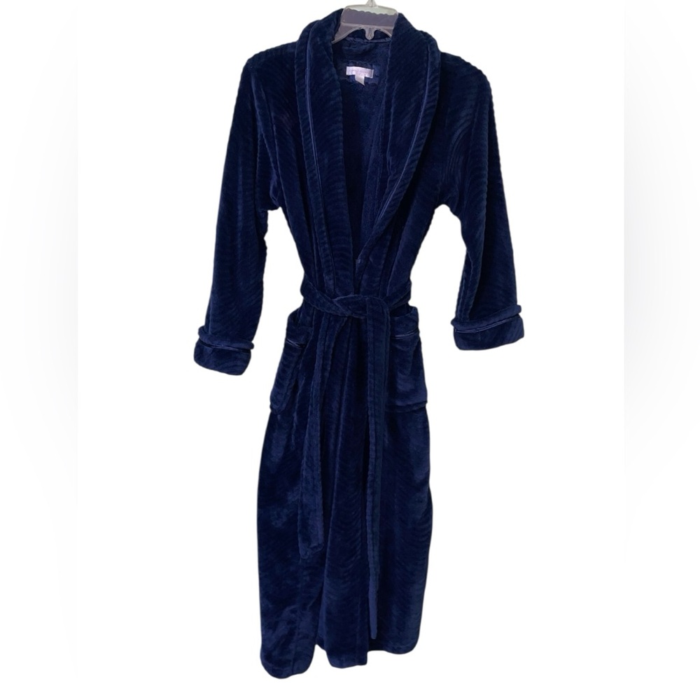 Midnight by Carole Hochman Plush Navy Robe. Size medium GUC - Picture 2 of 7